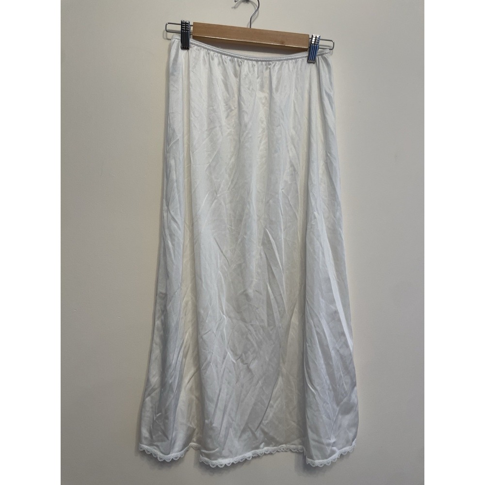 Vintage Warner's Perfect Measure Half Slip Women Large White 31" Satin Lace Trim